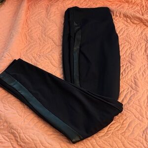 Black Dress Leggings with Faux Leather Accents Size L
